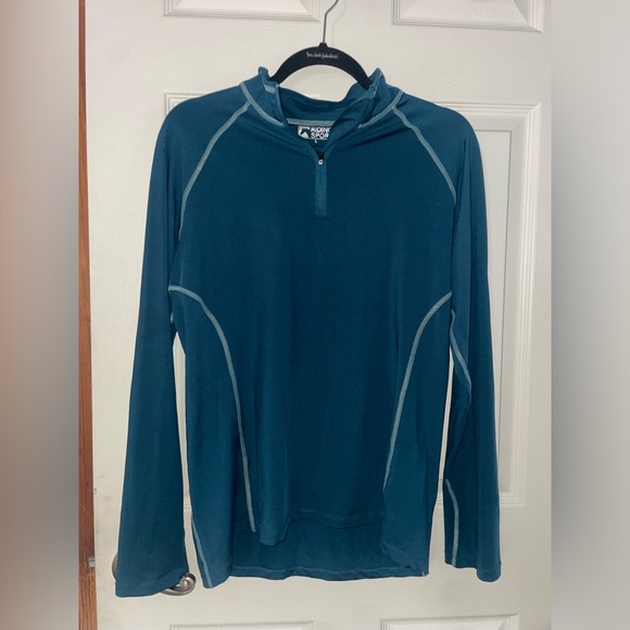 Riding Sport Other - Womens Teal Zip-Up Moisture Wicking Long Sleeve Riding Shirt Large